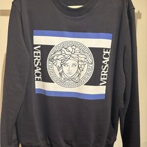 Versace Black and Blue Crewneck Sweater